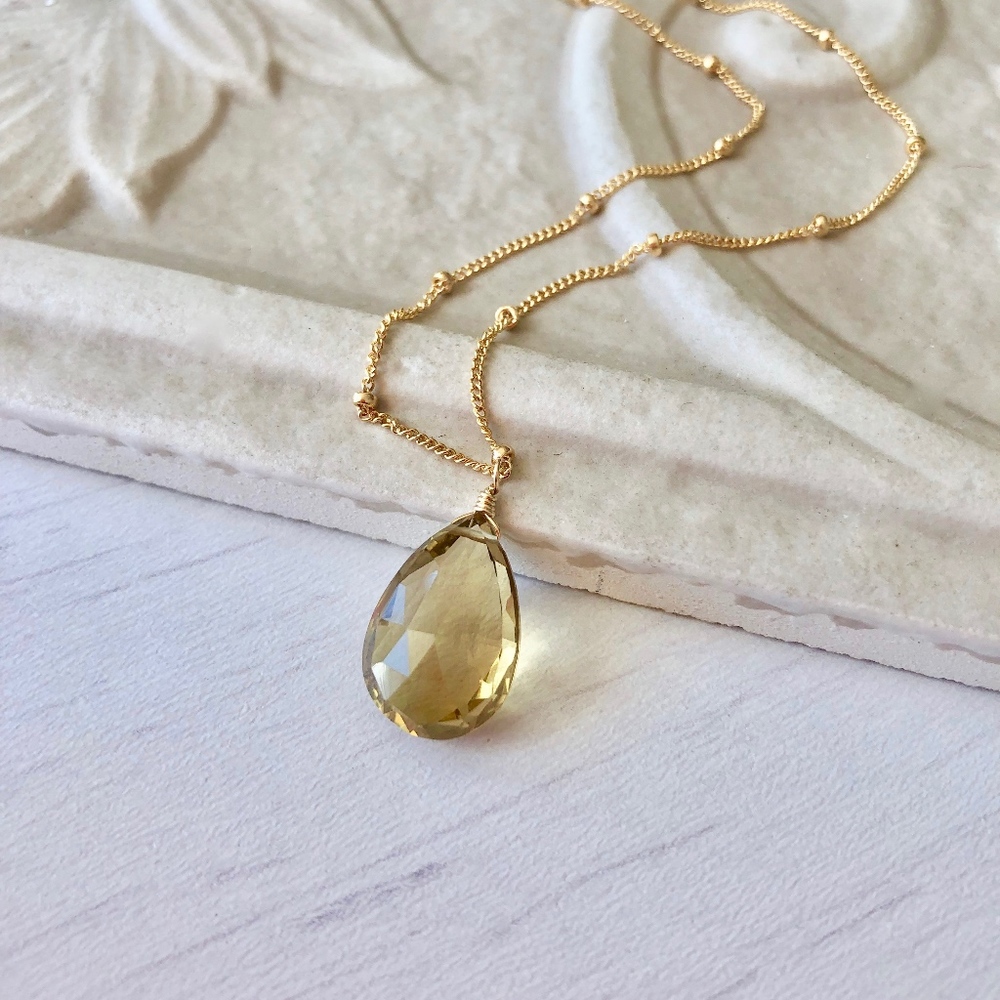 Citrine Necklace on Satellite Chain